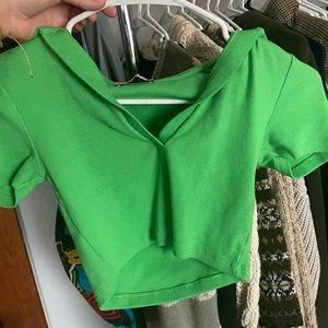zara cropped green top